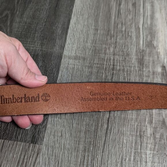 Timberland men's classic jean belt brown nubuck gunmetal leather size 38 - Picture 5 of 5